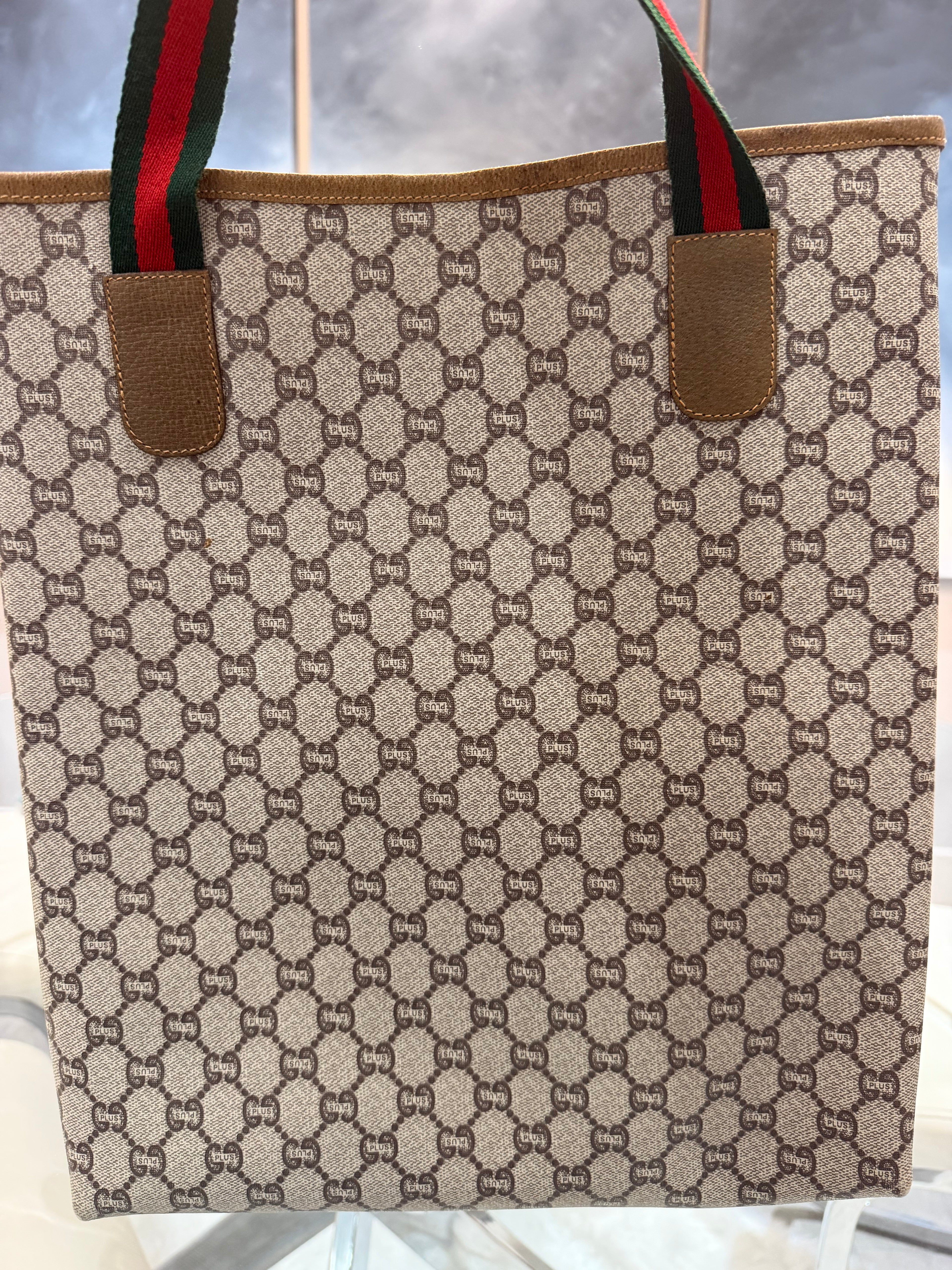 Gucci Plus Vintage Monogram Tote Bag with Matching Pouch