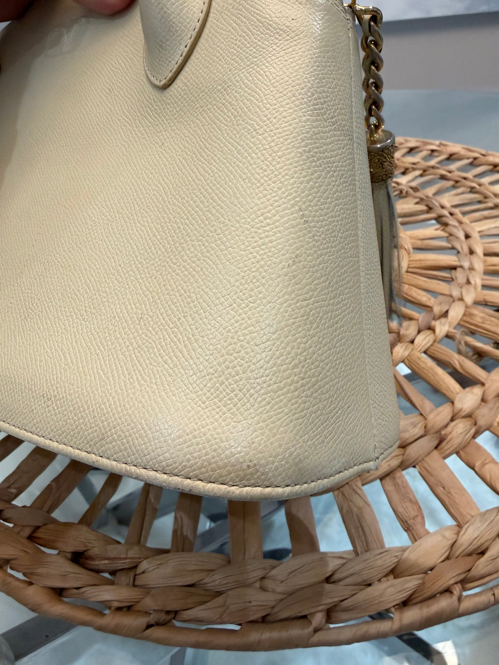 Vintage 1980’s Valentino Garavani Ivory Saffiano Top Handle Bag