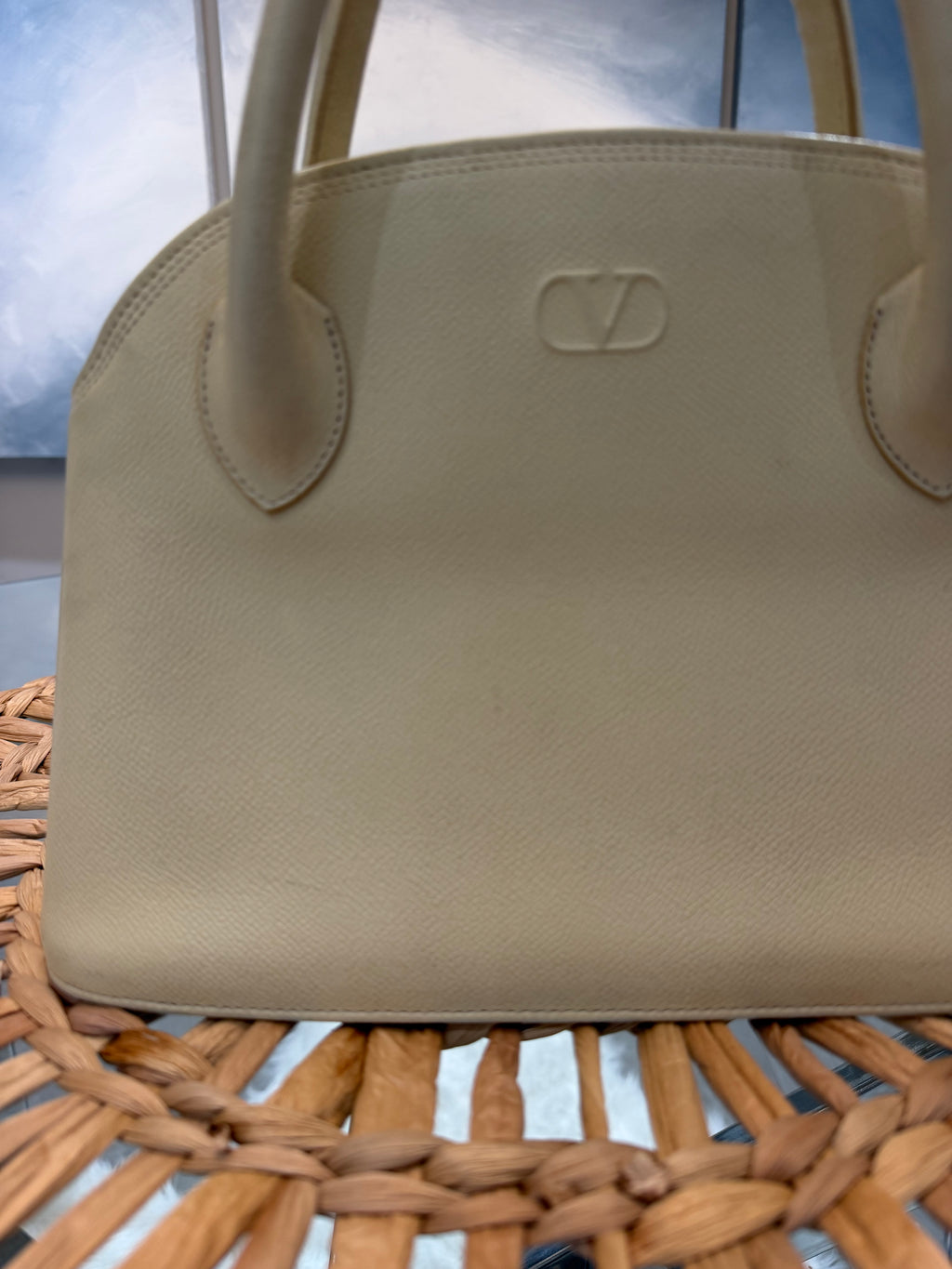 Vintage 1980’s Valentino Garavani Ivory Saffiano Top Handle Bag