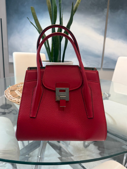 MK COLLECTION RED “BANCROFT” MED SATCHEL