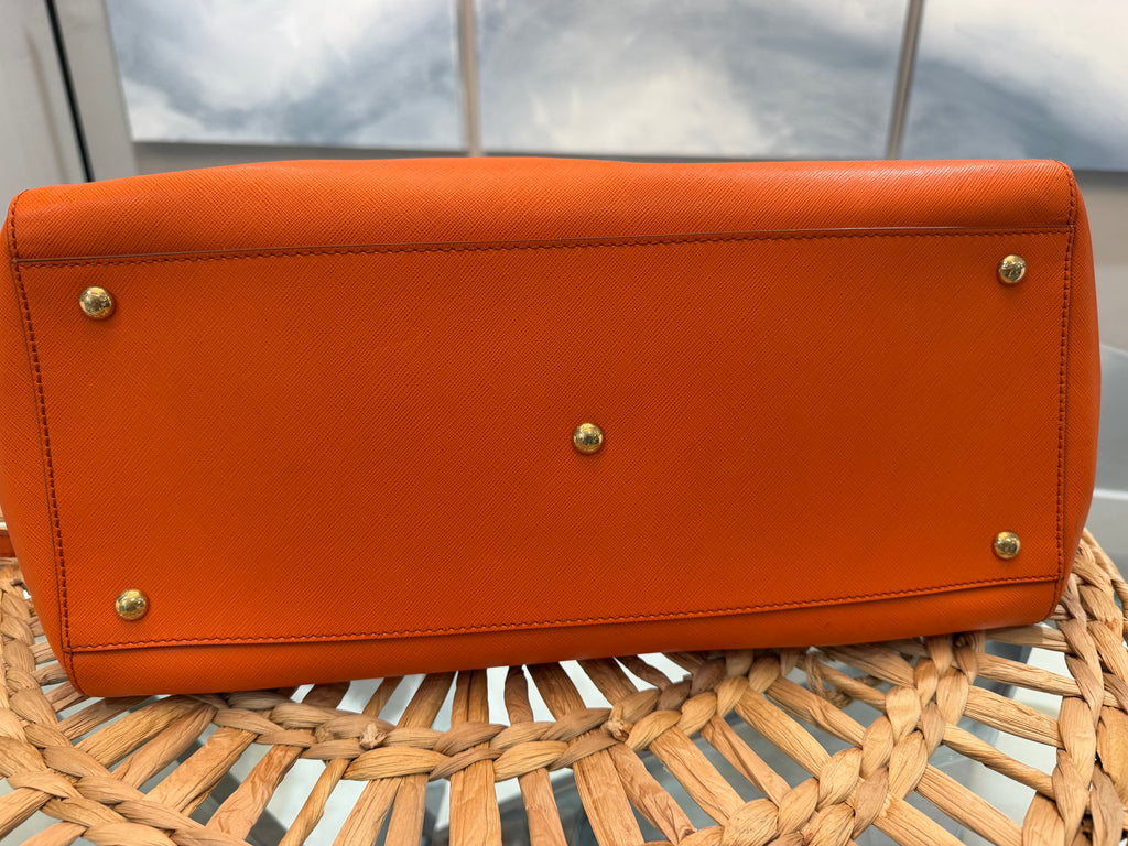 Ferragamo Orange Saffiano Two-way Tote