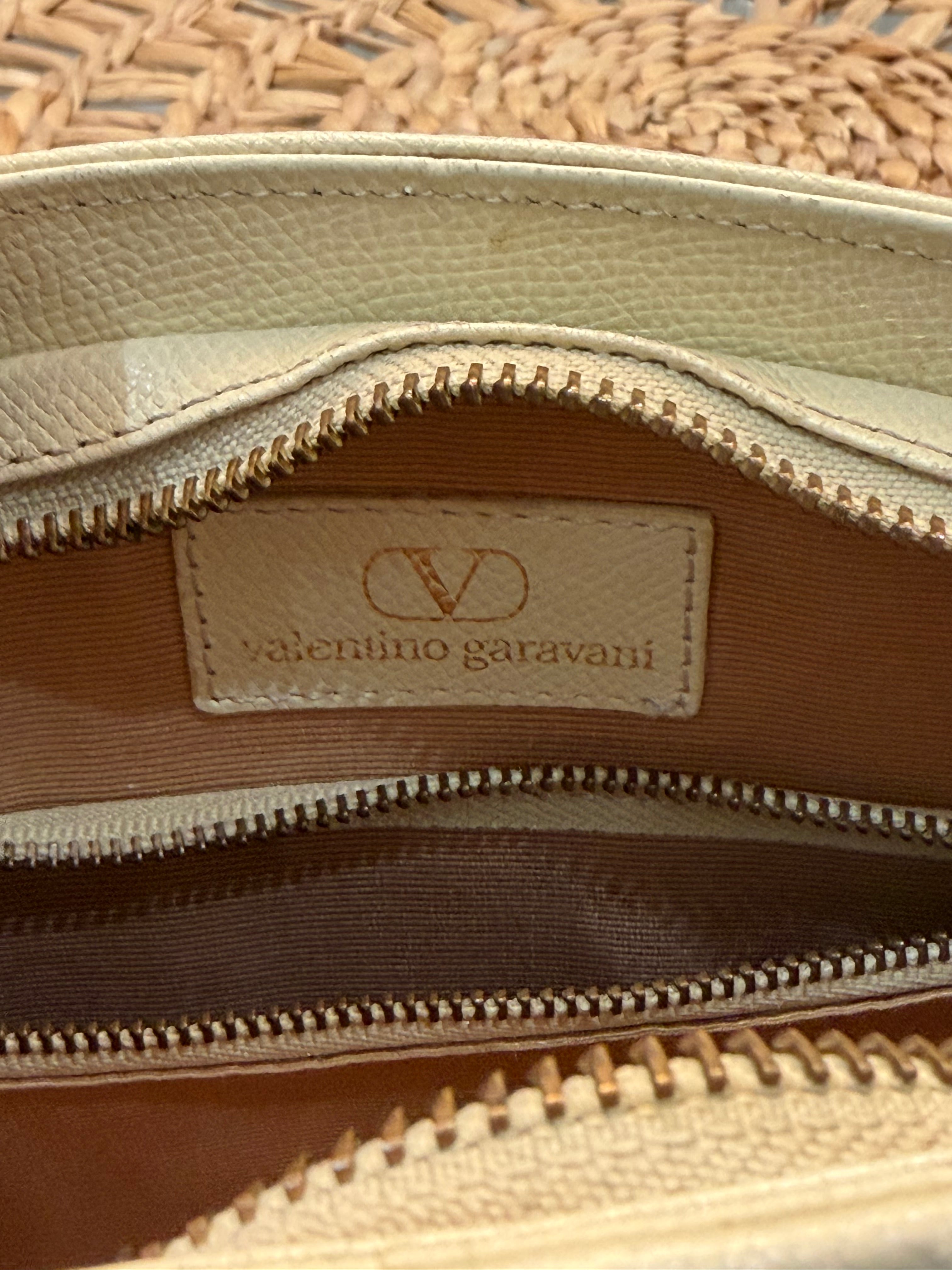 Vintage 1980’s Valentino Garavani Ivory Saffiano Top Handle Bag