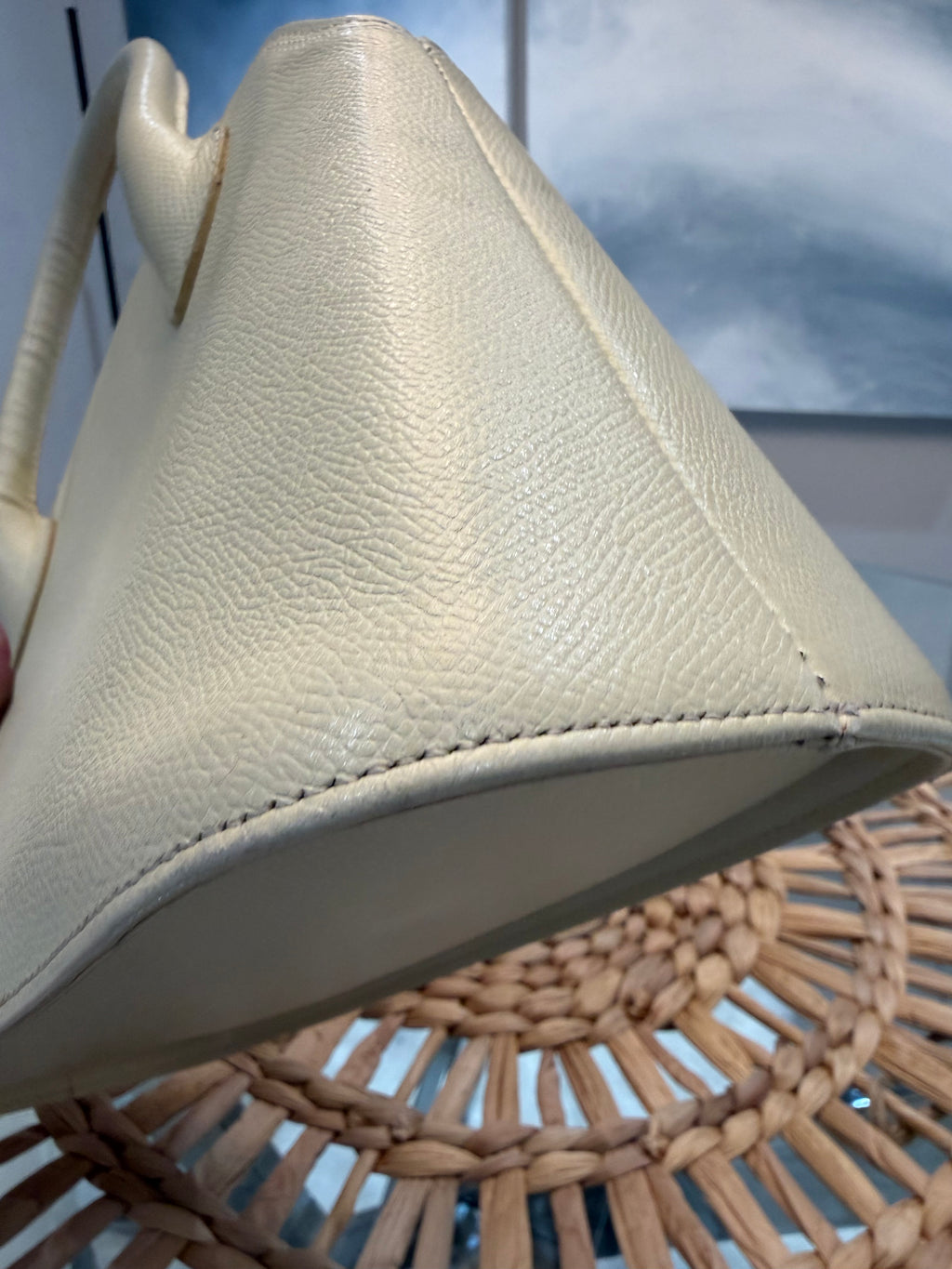 Vintage 1980’s Valentino Garavani Ivory Saffiano Top Handle Bag