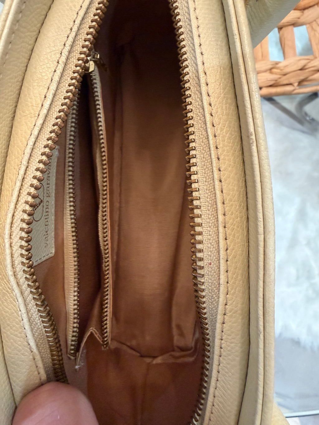 Vintage 1980’s Valentino Garavani Ivory Saffiano Top Handle Bag
