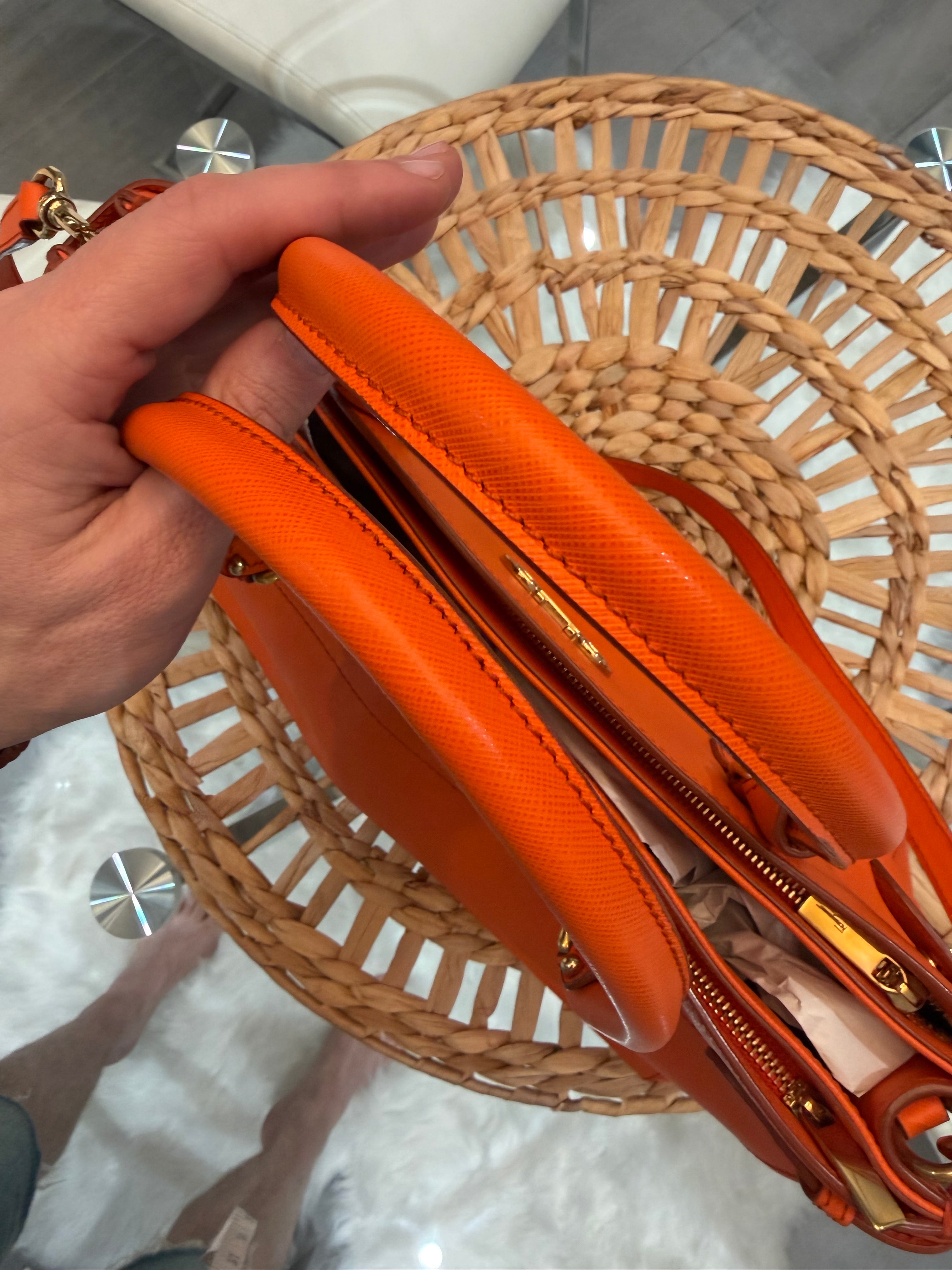 Ferragamo Orange Saffiano Two-way Tote