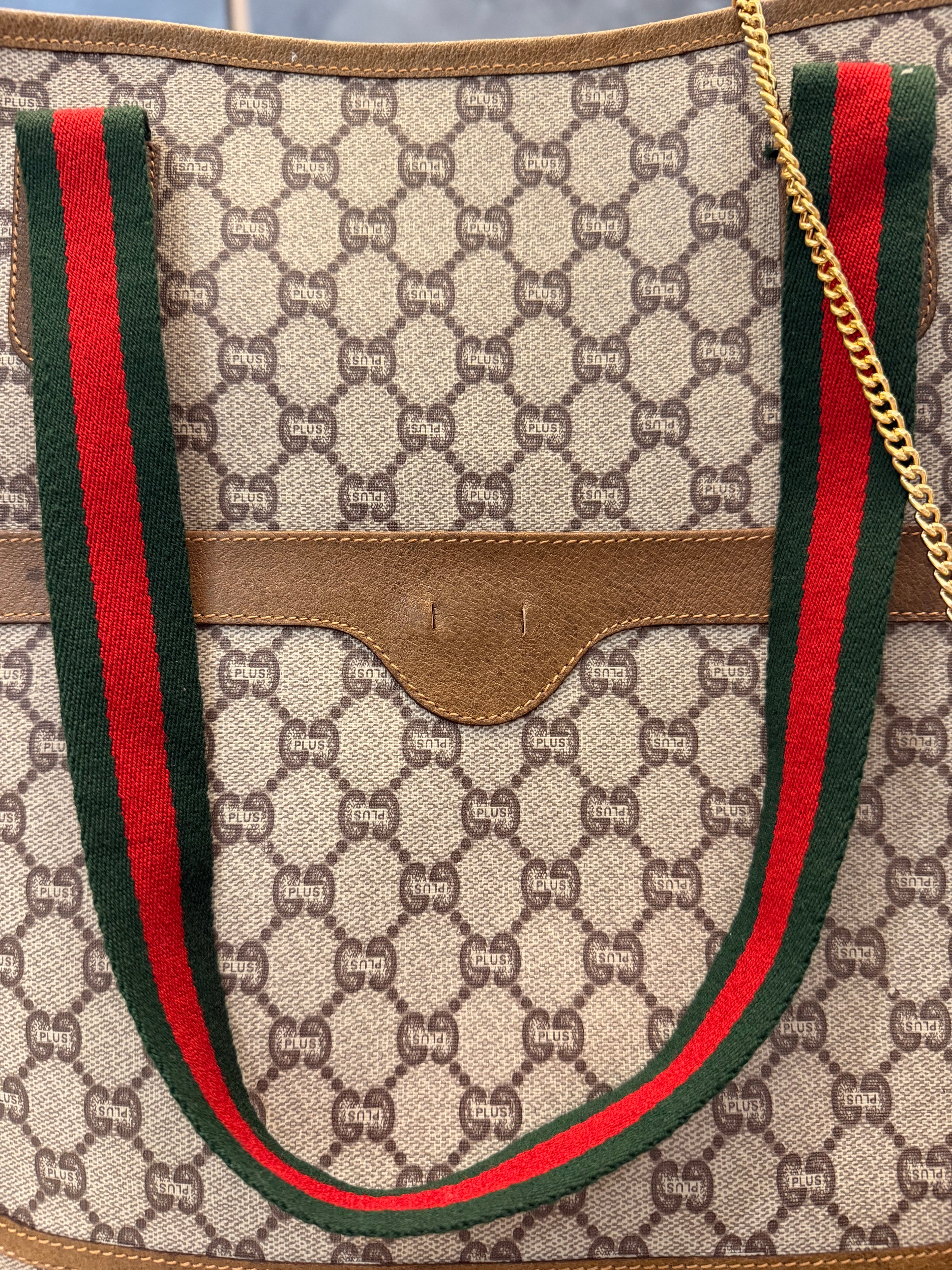 Gucci Plus Vintage Monogram Tote Bag with Matching Pouch
