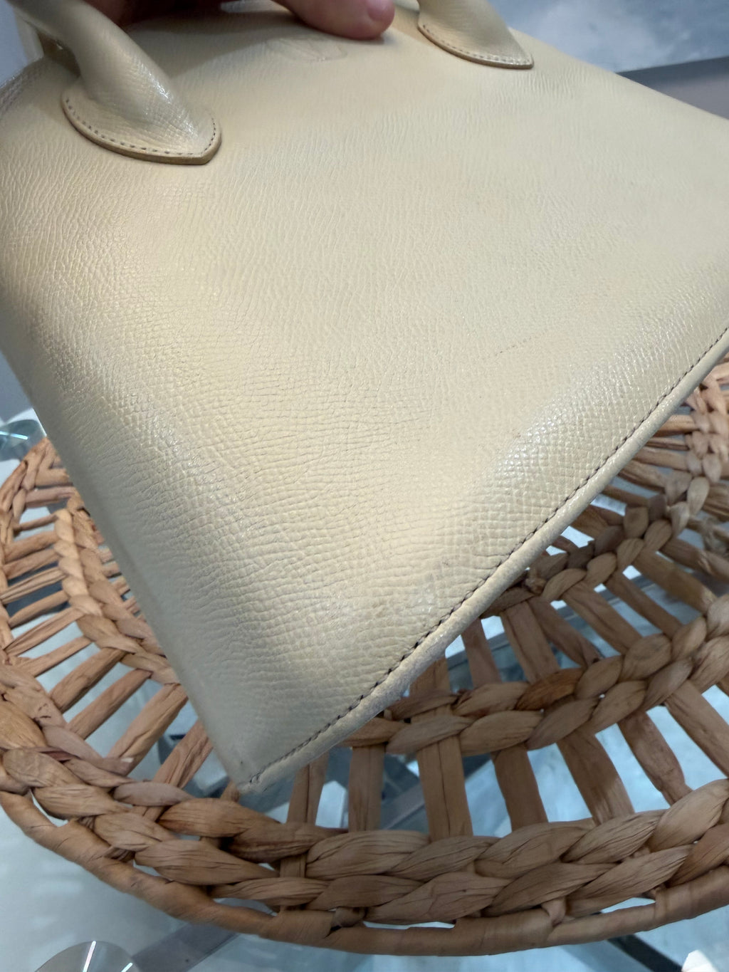 Vintage 1980’s Valentino Garavani Ivory Saffiano Top Handle Bag
